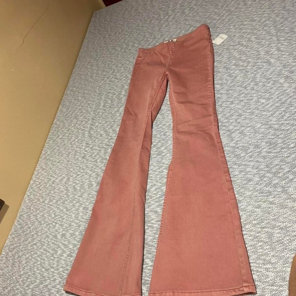 Free People we the people pink denim pants Flared NWT Women 26. SKU-A297 #denin